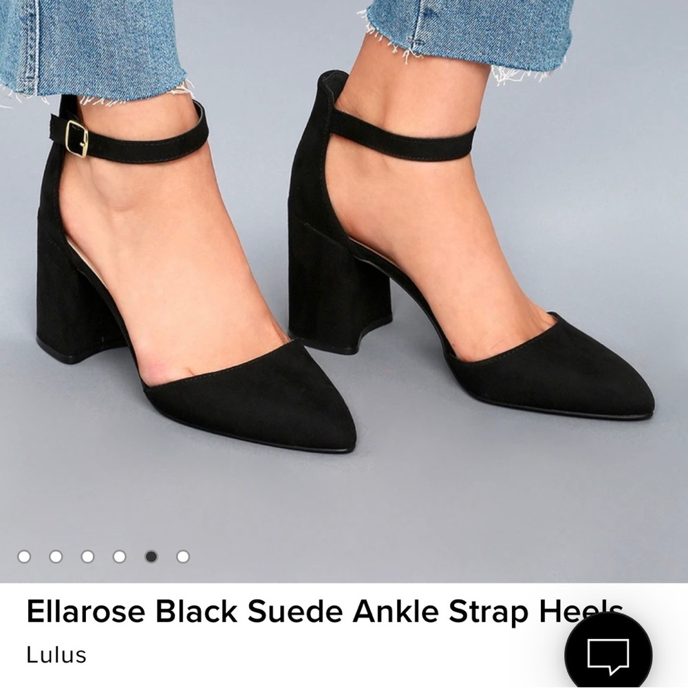 Lulus Ellarose Black Suede Ankle Strap Heels